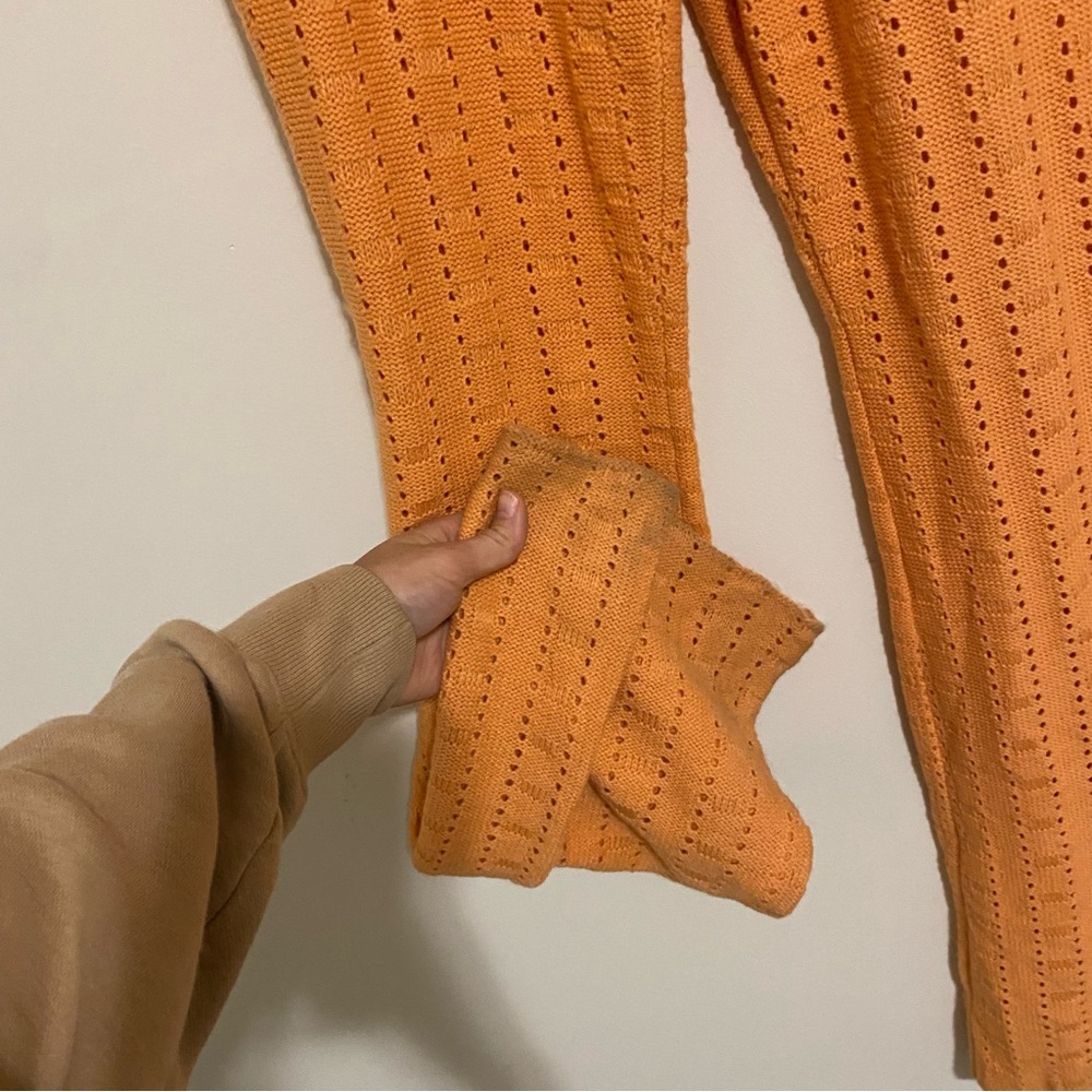 NWT By Together Anthropologie Orange Knit Flare Pants size Medium - Picture 5 of 9